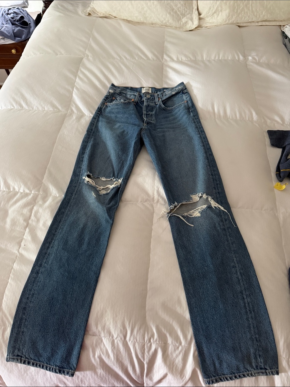 Citizens Of Humanity Distressed Dark Blue Relaxed Jeans